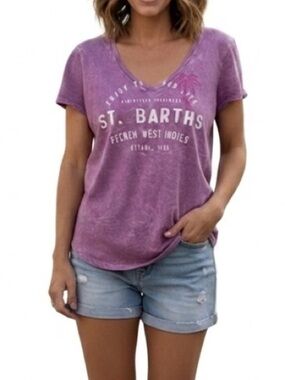 NWOT St. Barths Purple Graphic Tee